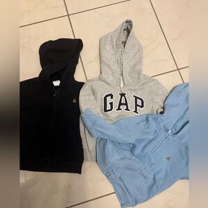 3 GAP Kids Hoodies Trio in Gray, Black & Light Blue
